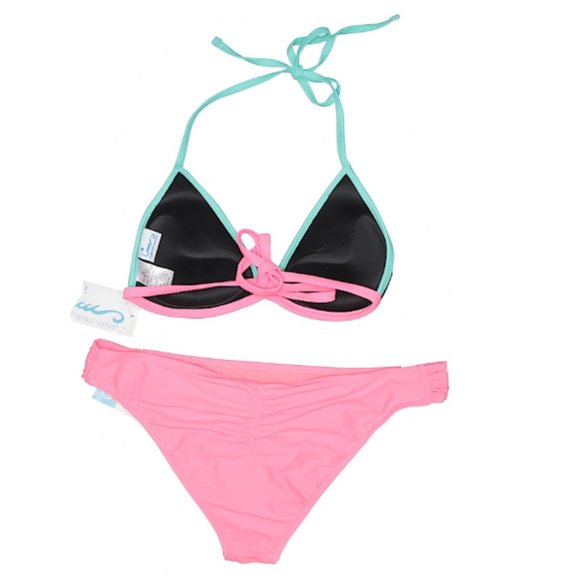 CA Waves Pink Summertime Patch Triangle Bikini - Picture 4 of 5